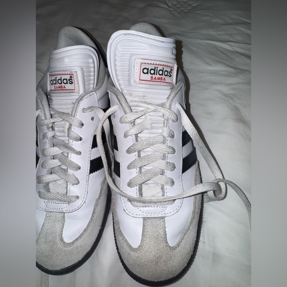 Adidas Samba White and Black Shoes with Brown Soles - Picture 3 of 8